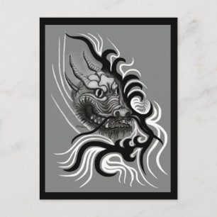 China Dragon im Tattoostil Postkarte
