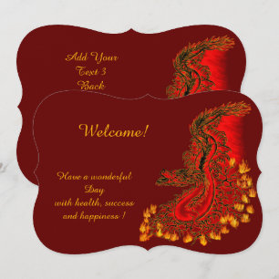 China Dragon in red and gold , Add Your Text Einladung