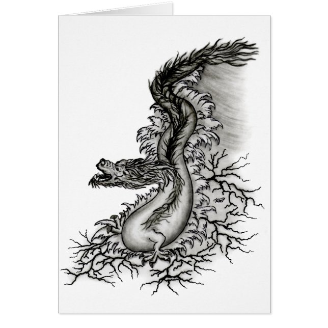 China Dragon, Schwarzweiß-Design in Tattoostyl (Vorne)