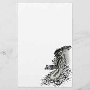 China Dragon, Schwarzweiß-Design in Tattoostyl Briefpapier