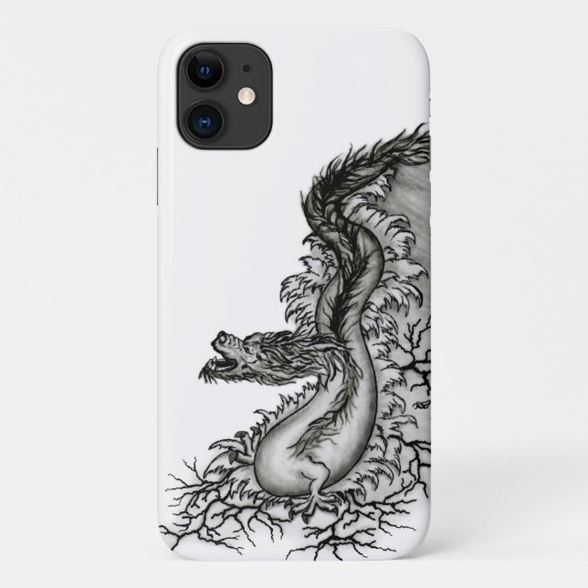 China Dragon, Schwarzweiß-Design in Tattoostyl Case-Mate iPhone Hülle (Rückseite)