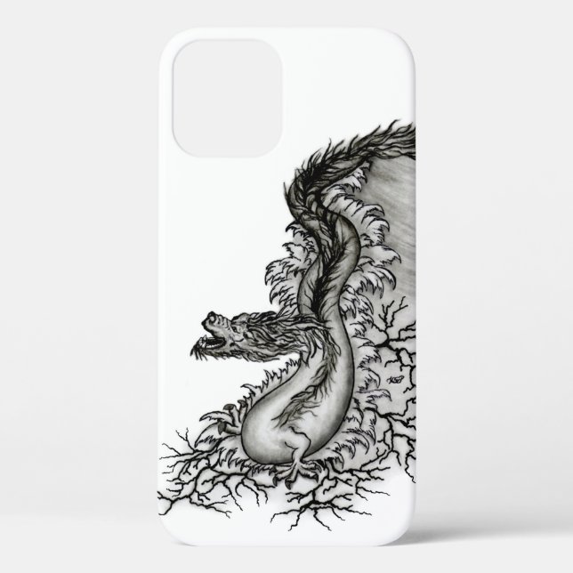 China Dragon, Schwarzweiß-Design in Tattoostyl Case-Mate iPhone Hülle (Rückseite)