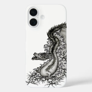 China Dragon, Schwarzweiß-Design in Tattoostyl iPhone 16 Hülle