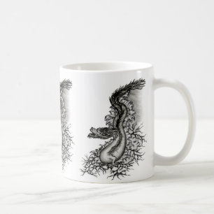 China Dragon, Schwarzweiß-Design in Tattoostyl Kaffeetasse