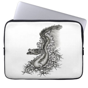China Dragon, Schwarzweiß-Design in Tattoostyl Laptopschutzhülle