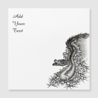 China Dragon, Schwarzweiß-Design in Tattoostyl Magnetkarte