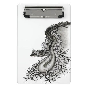 China Dragon, Schwarzweiß-Design in Tattoostyl Mini Klemmbrett