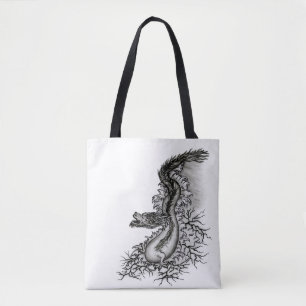 China Dragon, Schwarzweiß-Design in Tattoostyl Tasche