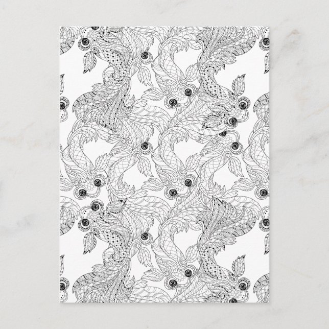 China Fish Doodle Postkarte (Vorderseite)