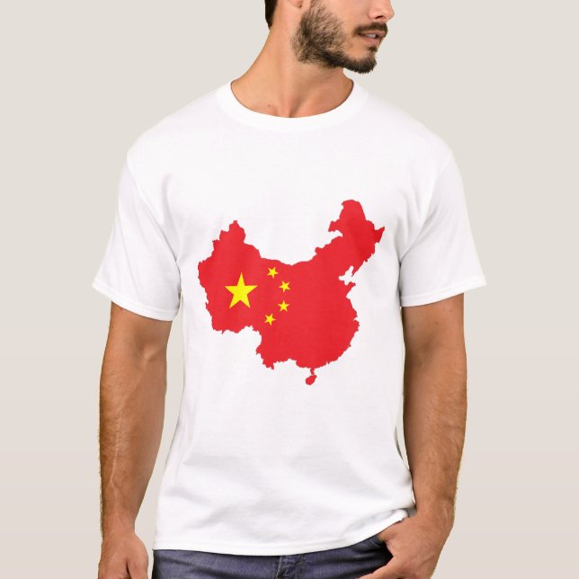 China Flag auf der Karte T-Shirt (Vorderseite)