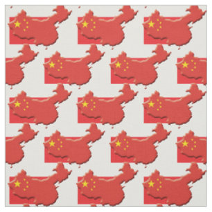 CHINA Flag Chinesische Karte Kontur Stoff