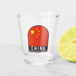 China-Flag-Emblem beeinträchtigt Vintag Schnapsglas