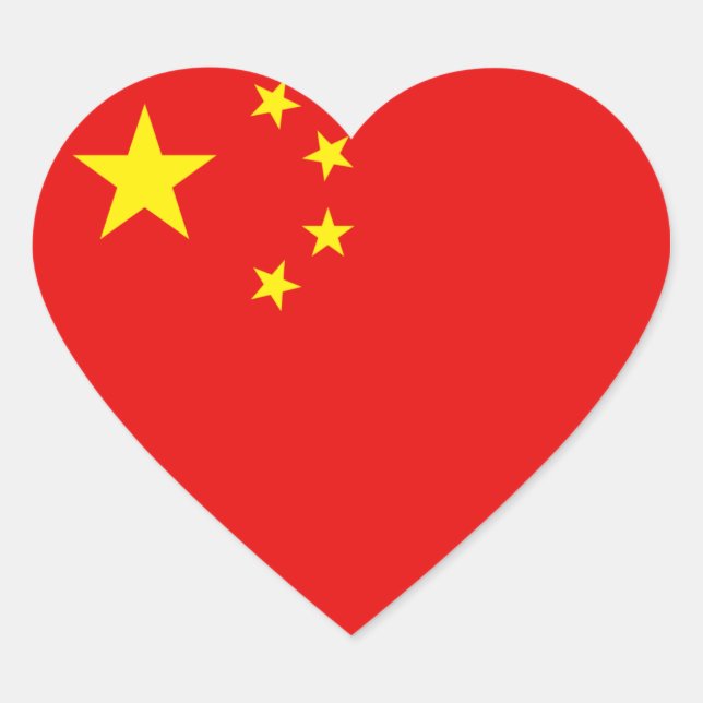 China-Flag-Heftsticker Herz-Aufkleber (Vorderseite)