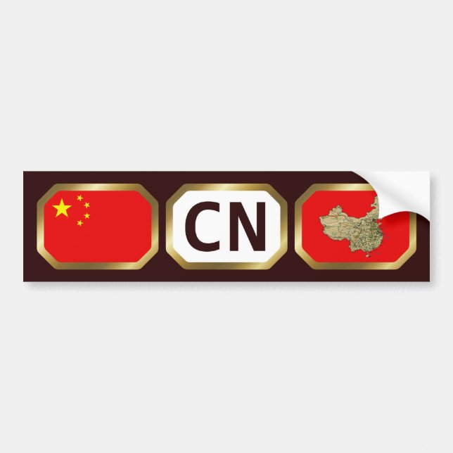 China Flag Map Autoaufkleber (Vorne)