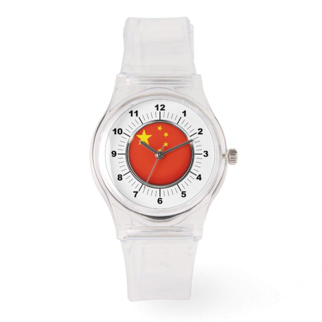China-Flag Sporty Pink Silicon Watch Armbanduhr (Vorderseite)