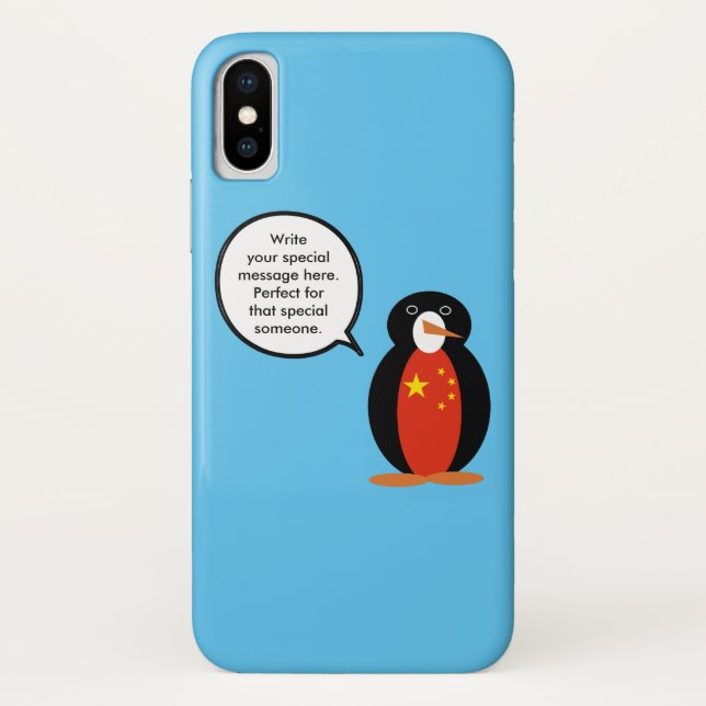 China Flag Wildlife Penguin Personalized Gift Case-Mate iPhone Hülle (Rückseite)