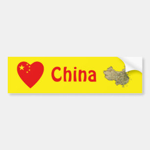 China-Flagge Herz + Map Aufkleber Autoaufkleber