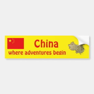 China-Flagge + Karte Aufkleber Autoaufkleber