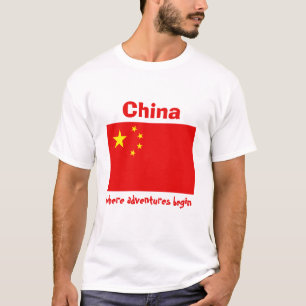 China-Flagge + Karte + Text-T - Shirt
