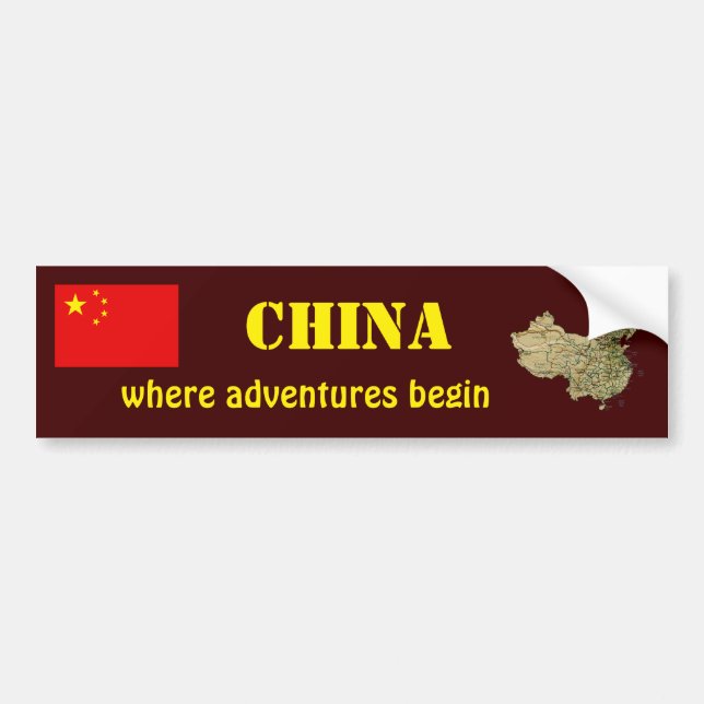 China-Flagge + Karten-Autoaufkleber Autoaufkleber (Vorne)