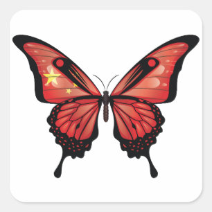 China Frack Schmetterlingsflaggenaufkleber Quadratischer Aufkleber