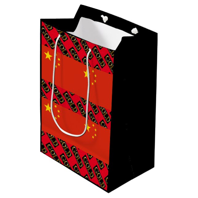 CHINA GOLD MITTLERE GESCHENKTÜTE (Vorderseite Schrägansicht)