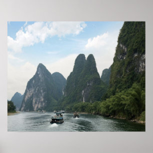 China, Guilin, Li Fluss, Flussboote säumen den Poster
