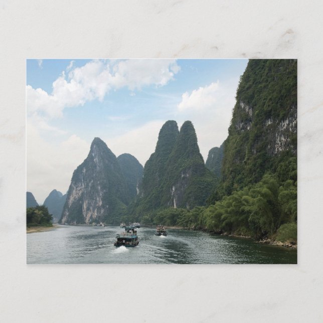 China, Guilin, Li River, Flussboote entlang der Kü Postkarte (Vorderseite)