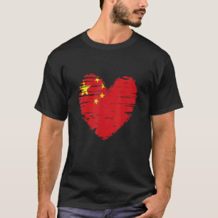 China Herz chinesische Flagge Chinesischer Stolz T-Shirt