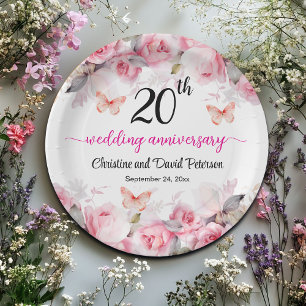 China Hochzeitstag Jubiläumsblush-Rose Pappteller