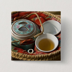 China, Hongkong. Traditionelle chinesische Teekann Button