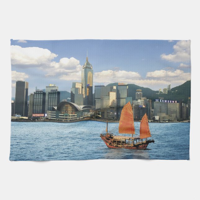 China; Hongkong; Victoria Harbour HafenA Küchentuch (Horizontal)