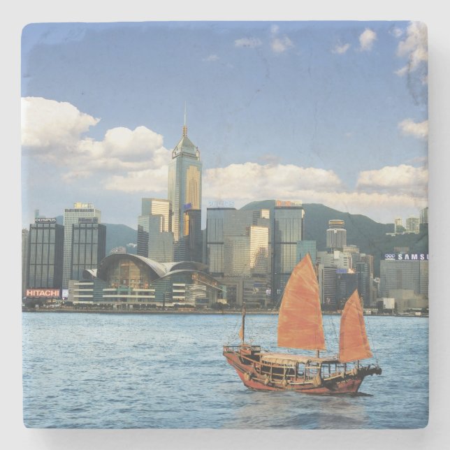 China; Hongkong; Victoria Harbour HafenA Steinuntersetzer (Vorderseite)