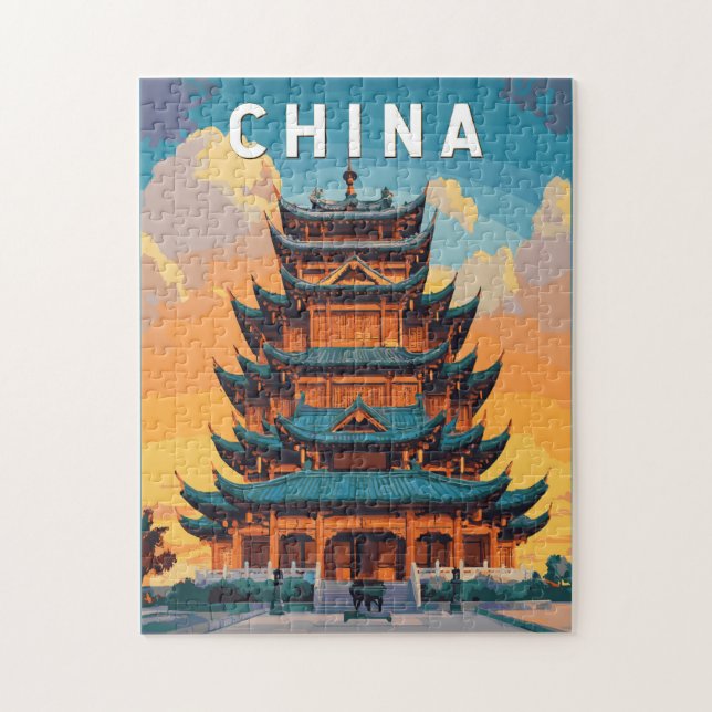 China Illustration Travel Art Vintage (Vertikal)