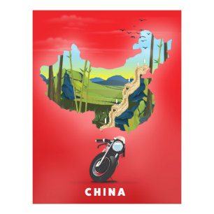 China Illustrierte Karte Reiseplakat Fotodruck