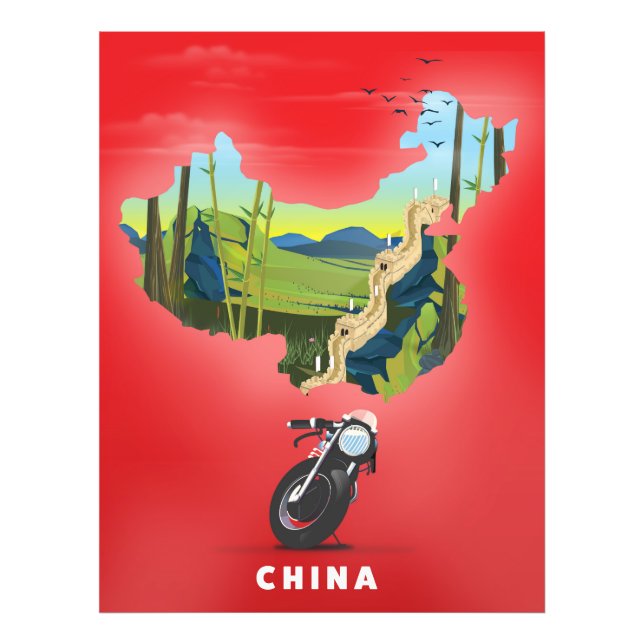 China Illustrierte Karte Reiseplakat Fotodruck (Vorne)