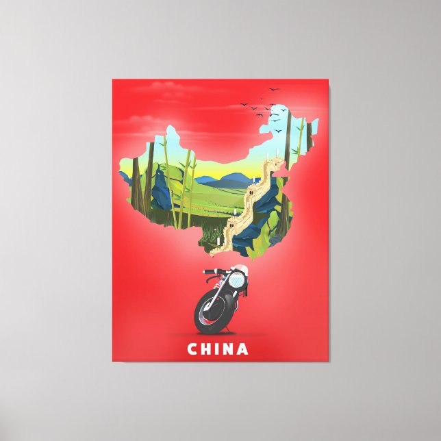 China Illustrierte Karte Reiseplakat Leinwanddruck (Vorderseite)