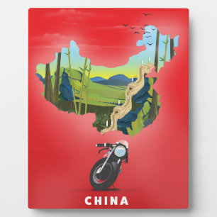 China illustrierte Landkarte Reiseplakat Fotoplatte