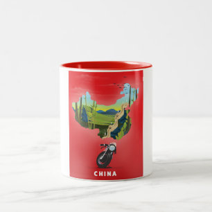 China illustrierte Reisekarte Poster Zweifarbige Tasse