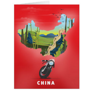 China illustrierte Reiselandkarte Poster