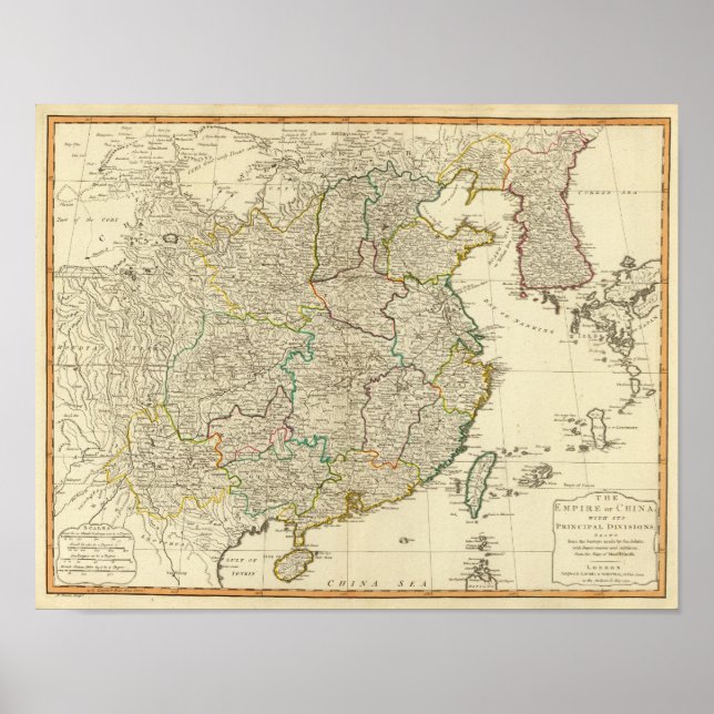 China, Korea Atlas-Karte Poster (Vorne)