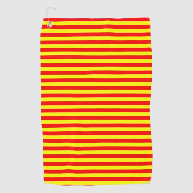 china kyrgyzstan spain flag stripes red yellow pat golfhandtuch (Vorderseite)