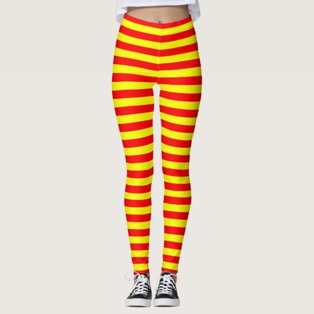 china kyrgyzstan spain flag stripes red yellow pat leggings (Vorderseite)
