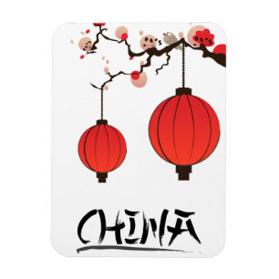 China-Laternen Reiseplakat-Druck. Magnet