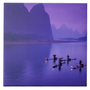 China, Li-Fluss. Kormoranfischer. Fliese