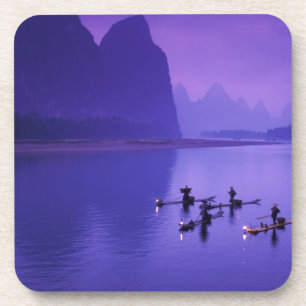 China, Li-Fluss. Kormoranfischer. Getränkeuntersetzer