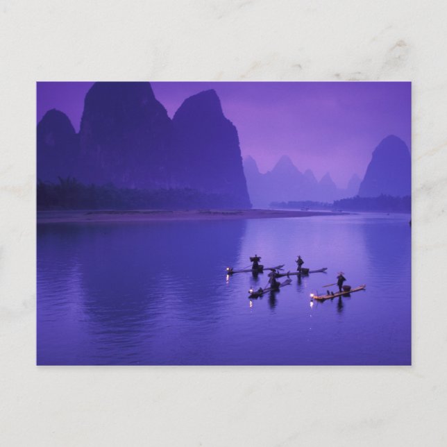China, Li River. Kormorane Fischer. Postkarte (Vorderseite)