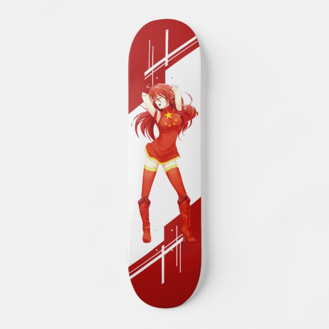 China Manga Mädchen kleidete in der Flagge - Skateboard (Vorderseite)