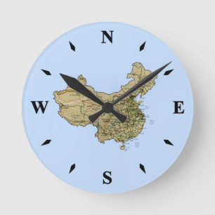 China Map Clock Runde Wanduhr