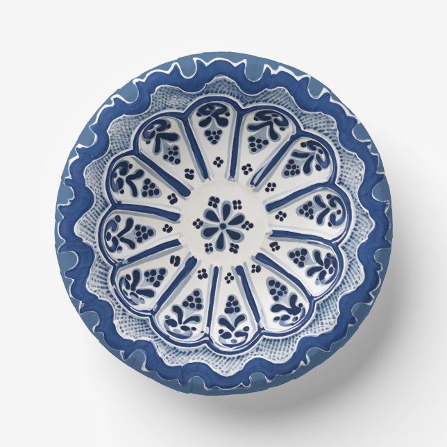China mit blauen und weißen Imitaten aus dem Mitte Pappteller (Vorderseite)